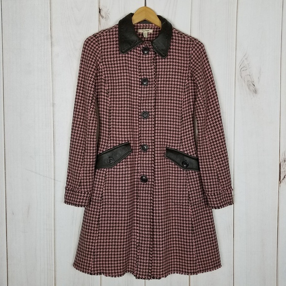 Free People Jackets & Blazers - Free People | Pink Brown Houndstooth Winter Coat